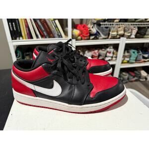 Nike Air Jordan 1 Low Shoes "Bred Toe" Black White 553558-066 Mens Sizes 11.5